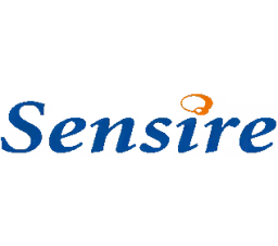 Sensire logo in blauw cursief met oranje spraakballon accent boven de i, grootste zorgorganisatie in Oost-Gelderland