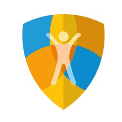 JBOV zwolle logo met oranje blauw schild en doorzichtige triomferende figuur symboliseert veiligheid en ontwikkeling