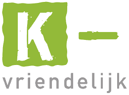 Logo stichting K-Vriendelijk met groene K en woord vriendelijk in grijze letters, ondersteunend aan coaching en zorg